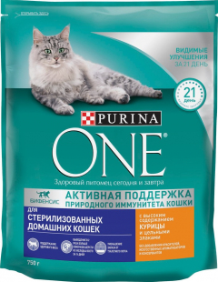 Purina ONE сухой корм для стерилизоPurina ONEных кошек и котов курица*цел.злаки пак. 750г.*4шт. Пурина ВАН