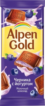 Альпен Гольд 85гр. шоколад молочный с чернично-йогуртовой нач-ой*21шт. Alpen Gold