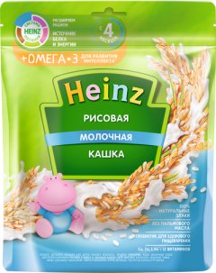 Каша Хайнц Омега3 Рисовая с молоком 200г пауч 1*7