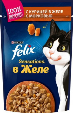 Felix Sensations д/кош кусочки в желе курица/морковь 85гр./6шт. Феликс
