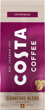 Costa Coffee Натуральный жареный кофе в зернах Signature blend. Средняя обжарка. 200гр./8шт.