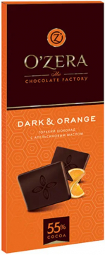Горький шоколад OZera Dark&Orange 55%  90гр./18шт.