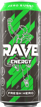 Rave Energy 0,5л.*12шт. Напиток тонизирующий Фрэш Хироу  Рэйв