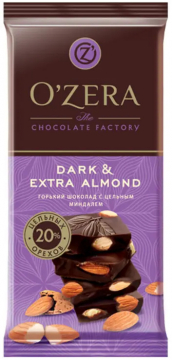 Горький шоколад OZera цельный миндаль Extra Almond 90гр./16шт.