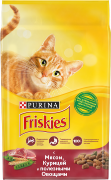 Friskies ЭДАЛТ сухой корм для кошек Мясо/Кура/Овощи пак. 10кг./1шт. Фрискис