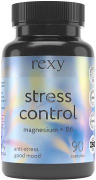 Rexy 90кап.*6шт. БАД к пище Stress Control Магний+витамин В6 Рекси