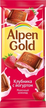 Альпен Гольд 85гр. шоколад молочный с клубнично-йогурт. нач-ой/21шт. Alpen Gold