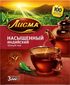 Чай ЛИСМА Насыщенный чёрный 100x1,8г 1*6