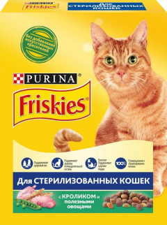 Friskies сухой корм для стерилизованных кошек и кастрированных котов кролик/овощи 300гр./5шт. Фрискис