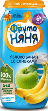 ФрутоНяня 250гр. Пюре яблочно-банановое со сливками для пит.дет.ран. воз.