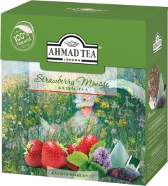 Чай Ahmad Tea Клубничный Мусс зеленый листовой пирамидка 20х1,8г 1*12 Ахмад Ти