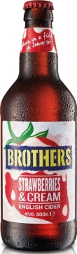 Сидр яблочный Brothers Strawberry and Cream Cider, игристый, сладкий, 4%, 12х0,5л бутылка