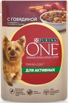 Purina ONE MINI Dog Active Гов/Картошка/Морковка 85g./6шт. Пурина ВАН