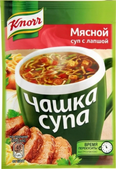 Чашка супа Кнорр мясной суп с лапшой пак. 14г 1/30