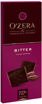 Горький шоколад OZera Bitter 77,7%  90гр./18шт.