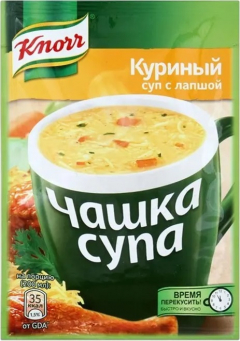 Чашка супа Кнорр куриный суп-пюре с сухариками пак. 16г 1/30