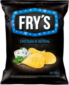 Чипсы из натурального картофеля FRYS со вкусом Сметана с зеленью 70 г /24шт.