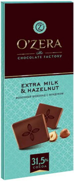 Ozera Extra milk & Hazelnut шоколад молочный 90гр.*18шт.