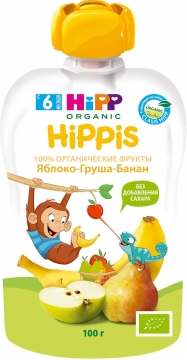 Hippis пюре яблоко-груша-банан 100 г 1/6 Хипп