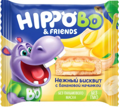 Бисквитное пирожное HIPPO BO & friends с банановой начинкой, 32гр./96шт.