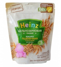 Каша Хайнц Цельнозерновая пшеничная без молока. 180г пауч 1*7