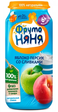 ФрутоНяня 250гр. Пюре из яблок и персиков со сливками и сахаром./12шт.