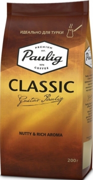 Кофе натуральный Paulig Classic для  турки молотый пачка 200г 1/12 Паулиг