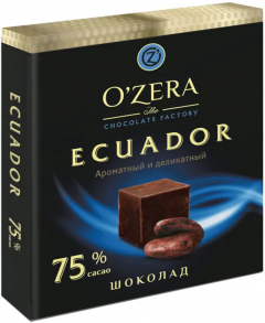 Шоколад OZera Ecuador 75% какао 90гр./6шт.