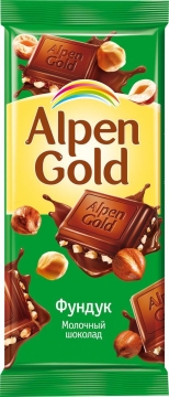 Альпен Гольд 85гр. шоколад молочный с дробленым фундуком*21шт. Alpen Gold