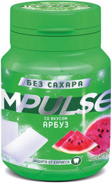 Жевательная резинка «Impulse» со вкусом «Арбуз», без сахара, 56гр./6шт.