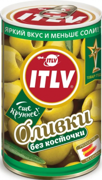 ITLV Оливки зеленые без косточки 314мл,жесть 1*12