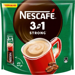Nescafe Три в одном крепкий пак. 14,5г бл. 20шт. Напиток кофейный растворимый Нескафе