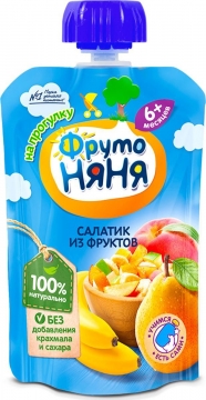 ФрутоНяня 90гр. Пюре фруктовое Салатик из фруктов/12шт.