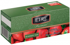 Чай зеленый «ETRE» с ароматом клубники (25 пакетиков) 50гр./24шт.