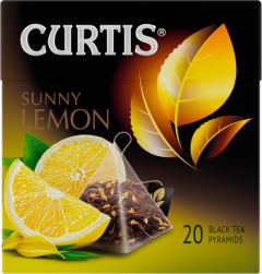 Curtis Sunny Lemon чёрный ароматизированный, пирамидки 20x1,7гр. Куртис