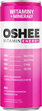 Oshee 0,25л./24шт. Напиток газированный Апельсин (Vitamins+Minerals) OSHEE VITAMIN ENERGY WITAMINY+ MINERALY 250 ML  Напиток газированный