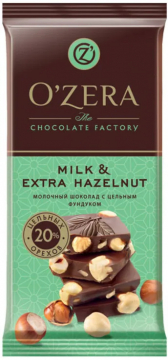Ozera Молочный шоколад цельный фундук Extra Hazelnut 90гр.*16шт.