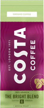 Costa Coffee Натуральный жареный молотый кофе Bright blend. Средняя обжарка. 200гр./8шт.