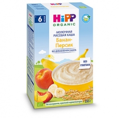 Hipp Каша молочная  HIPP  банан/персик с 4мес.250гр 1/6 Хипп