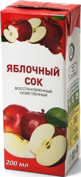 Сок яблочный No name 0,2л./27шт. ГОСТ
